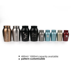 Teardrop Stainless Steel Pet <b>Urn</b> 400ml Airtight Memorial Keepsake for Dog Ashes Modern Design Blue Color - Product Image 2