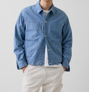 <b>Light</b> Men's Denim <b>Jacket</b> Regular Fit Washed Cotton Turn-down Collar Zipper Closure <b>Waterproof</b> Breathable High Street - Product Image 2