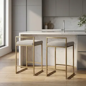 Chaise de bar moderne au charme vintage, design créatif et assise rembourrée pour salle à manger, extérieur, sous-sol, chambre, mobilier de bureau - Product Image 4