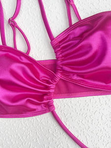 Women's One Piece Swimsuit Solid Color Crossed Halter Hollow Out Push Up High Waist <b>Bikini</b> Swimwear - Product Image 5
