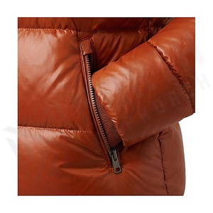 Hooded Quilted Waterproof <b>Bubble</b> Jacket Black Full Sleeve Winter Windproof Cotton Shell Knitted Fabric Polyester Filling Stand - Product Image 5