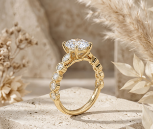 แหวนหมั้นเพชรทรงรี 2.50 กะรัต ทองคำขาว 14K หรูหราสำหรับผู้หญิง พร้อมเพชรทรงมาร์คีส์ด้านข้าง ดีไซน์เรียบหรูสำหรับงานปาร์ตี้ - Product Image 3