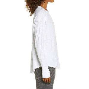 T-shirts de sport légers pour femmes, best-sellers, personnalisables, couleur blanche, confortables, col rond, manches longues - Product Image 6