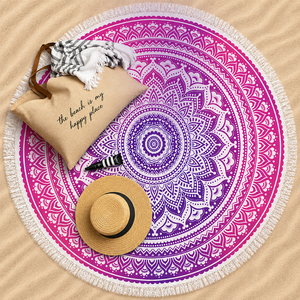 Magnifique serviette de plage ronde imprimée mandala, 100% coton, couleur magnifique, qualité supérieure, exportateur en Inde. - Product Image 5