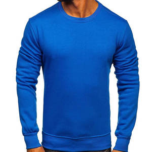 Custom Sweatshirt Cotton Streetwear Royal Blue Fleece Breathable Men Crewneck for Professional Gym Training Casual Apparel Wear - Product Image 2