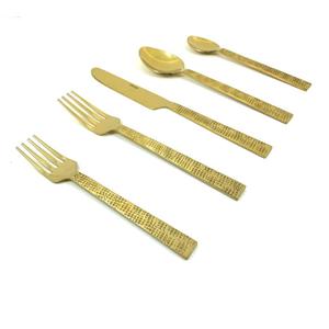 Ensemble de couverts écologiques en métal finition or, cuillère, fourchette, couteau, 4 pièces, luxe, pour mariage, décoration de table - Product Image 4