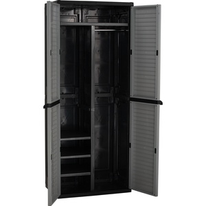 Armoire de rangement extérieure en plastique avec portes à lattes, organisateur utilitaire peu encombrant - Product Image 2