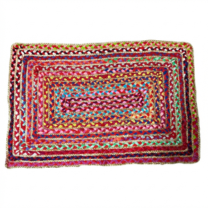 Alfombra de Bambú Multicolor de 2x3 Pies, Hecha a Mano, Reversible, Estilo Chindi, Tapete para Puerta, Ecológica, Decoración Boho para el Hogar, Antideslizante, de Pelo Alto - Product Image 4