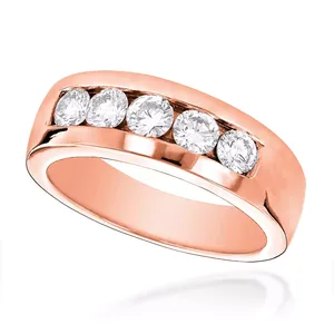 Anillo de Boda EtherStar de Lujo para Hombre, con 5 Diamantes Cultivados en Laboratorio de 0.50ctw, en Oro Sólido de 18K - Product Image 1