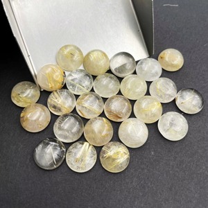 Natural Golden Rutile Mix Size Round Loose Gemstone Cabochon 4,5,6,7,8,9,10,11,12, mm Golden Rutile Cabochon for Jewelry - Product Image 4