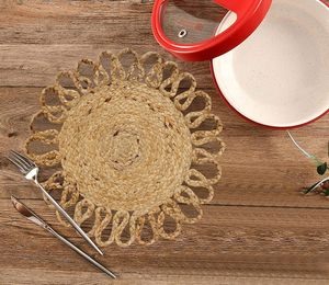 Handcrafted Round Straw Placemat Solid Color Bohemian Style <b>Table</b> <b>Mat</b> for Dining Room Home Decor - Product Image 6