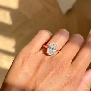 Bague de fiançailles de luxe en moissanite taille ovale pour femme en argent sterling 925, élégante bague solitaire, cadeau de bijoux de mariage - Product Image 5