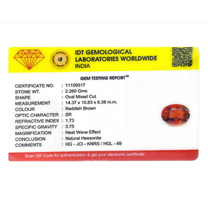 Exquisite Hessonite Gomed 11.3 Carat Oval Cut Natural Loose Gemstone for Fine Jewelry - Product Image 4
