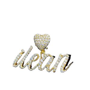 Elegante nombre colgante diseño Hip Hop forma de corazón fianza chapado en oro diamante colgante joyería regalo para tu novio - Product Image 1