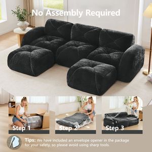Divano a U Senza Struttura con Design Trapuntato, Spugna ad Alta Densità 32D, Base Antiscivolo, Senza Montaggio, Combinazione Libera per Soggiorno - Product Image 4
