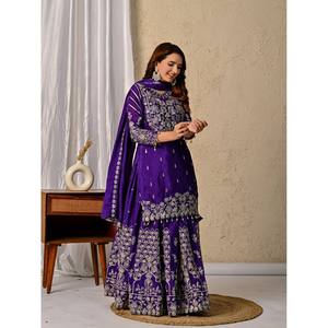 Women's Top-Lehenga Dupatta <b>Set</b> with <b>Embroidery</b> & Sequence Work for Parties - Product Image 6