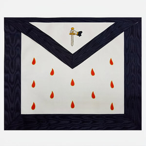 Delantal masónico de cuero bordado a mano con diseño de Rito Escocés de 9.º Grado AASR, ribete negro, insignia simbólica ceremonial. - Product Image 5
