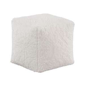 Pouf Moderno Quadrato Bianco in Tessuto Effetto Pelliccia, Poggiapiedi Antiscivolo, Sedia a Sacco 1pz - Product Image 2