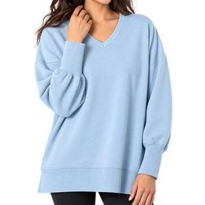 Sweat-shirt jaune uni à col rond unisexe, coupe classique, pull décontracté - Product Image 6