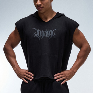 Custom Men's <b>Sleeveless</b> <b>Hoodie</b> 100% Polyester Sublimation Printed Pullover Casual Style Hooded Tank Top Personalized Clothing - Product Image 1