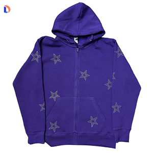 Sudadera con Capucha y Cremallera para Hombre, con Logotipo Personalizado Impreso, de Invierno, con Pedrería, 100% Algodón, Ecológica y Transpirable, Venta al Por Mayor - Product Image 1