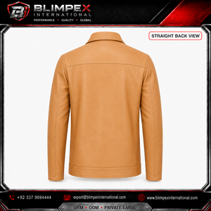 Chaqueta de cuero unisex OEM de alta calidad, personalizable en color, con cuello puntiagudo, cremallera bidireccional, estilo casual y moderno, con bolsillos con ribete, Blimpex. - Product Image 3