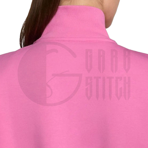 Sudadera de Forro Polar Oversize para Mujer, Personalizada, con Cierre de Cremallera de Cuarto, Estampada, con Logo Frontal, Cuello Simulado, Rosa, OEM ODM - Product Image 6