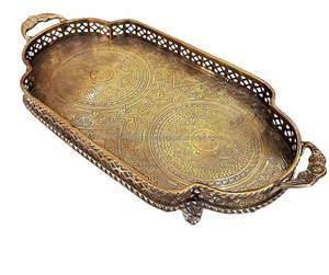 Plateau de service ovale moderne en laiton, artisanat artisanal durable avec taille personnalisable - Product Image 3