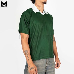 Camiseta Oversize Verde Bosque de Moda para Hombre, Ajuste Holgado, Estilo Urbano, Poliéster, Cuello en Contraste, Más Vendida MAANIFY - Product Image 2