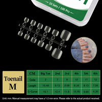 Faux ongles d'orteils en PMMA, style Ins, solides, flexibles, couvrance totale, à presser, 360 pièces, conditionnés en paquets de 300 pièces