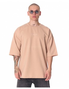 Camiseta Beige Extra Grande para Hombre, Manga Corta, Cuello Redondo, Algodón Jersey, Informal, con Estampado de Logotipo en la Parte Delantera - Product Image 1