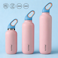 Bouteille d'eau élégante en acier inoxydable de 18 oz, 25 oz, 32 oz, à ouverture moyenne, à double paroi, isolée sous vide, anti-fuite, réutilisable, gourde de sport
