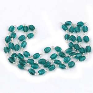 Apatite Hydro <b>Beaded</b> Rosary Chain With Natural Oval Shape 5x6mm <b>Silver</b> Plated Chain Roll Wholesale Bulk Jewelry Making Supply - Product Image 5