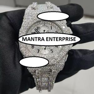 Montre mécanique de luxe sport entièrement sertie de diamants Moissanite VVS1, cadran chronographe pour mouvement, bracelet en acier inoxydable 20 mm - Product Image 1