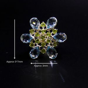 Anillo Clásico de Plata de Ley 925 con Topacio Azul y Peridoto, Joyería Plateada para Mujer, para Bodas - Product Image 2