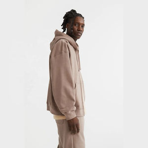 Vêtements de sport personnalisés en gros pour hommes, sweats à capuche zippés, nouveau design, hauts en molleton de coton, 100% coton, mode décontractée, coupe ample pour l'hiver - Product Image 4