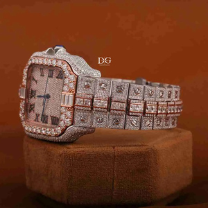Montre-bracelet de luxe pour homme, très vendue, avec cadran arabe, mouvement automatique ETA, sertie de diamants Moissanite certifiés VVS, mouvement à quartz - Product Image 4
