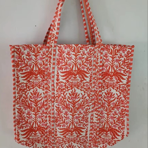 Bolsos de Hombro Estampados a Mano para Uso Diario, Bolsos Tote de Algodón Puro Acolchados a Mano con Bordado Abierto - 14x16 Pulgadas para Uso Diario y Viajes - Product Image 1