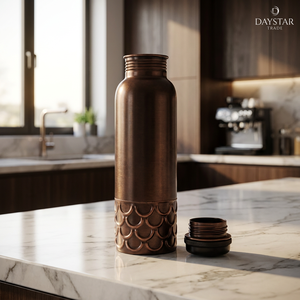 Bouteille d'eau Daystar Trade 99% cuivre 34 oz, anti-fuite, sans BPA, avec design classique et couvercle pour les voyages et le camping - Product Image 3