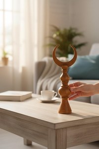 Sculpture décorative en bois en forme de croissant de lune, décoration islamique pour la maison, Ramadan Mubarak, ornement de table musulman, décoration artisanale de luxe - Product Image 6
