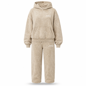 Conjunto Deportivo Vintage de Talla Grande para Otoño-Invierno 2026, Lavado Ácido, Personalizado con Bordado y Encaje, 100% Algodón Felpa - Product Image 2