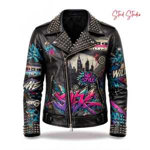 Blouson Bomber en Cuir PU Brodé Rebel Dragon pour Homme, Style Streetwear, Fermeture Éclair, Col Rabattu, Vêtement d'Automne - Product Image 5