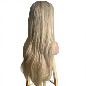 Perruques Lace Front Longues Ondulées Blond Cendré avec Mèches, Cheveux Vierges Ondulés Effet Eau, Vente en Gros - Product Image 2
