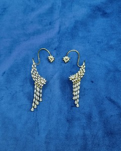 Pendientes de Oreja con Diseño de Pluma y Piedra Tallada Marquise, Estilo Largo con Borlas, para Novias, de Fabricante - Product Image 3