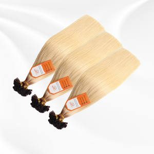 ช่อผมมนุษย์แบบมีผมปลายแบนเกรดพรีเมี่ยมสีบลอนด์เข้ม - Product Image 2