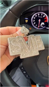 Pendentif personnalisé en argent 925 avec initiale de nom, serti de moissanite VVS taille brillant, bijou hip-hop raffiné, cadeau unisexe - Product Image 5