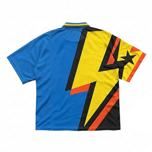 เสื้อผ้าผู้ชายแบบสปอร์ต ระบายอากาศได้ดี ผลิตจากผ้าโพลีเอสเตอร์ถัก 180 GSM พรีเมียม สีน้ำเงิน เหลือง ดำ  พร้อมปักโลโก้ตามแบบที่กำหนด - Product Image 2