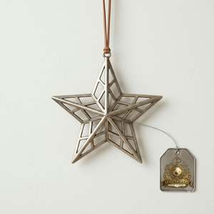Étoile de Noël personnalisée en métal doré à 8 branches, élégante, en laiton brossé 3D, pendentif suspendu, vente en gros, étiquette pour sapin de Noël - Product Image 5
