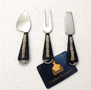 Newly Design 18/8 Stainless Steel <b>Cheese</b> <b>Set</b> 3 Pcs With Rattan Handle Eco-Friendly Durable Dinnerware Home Decor <b>Cheese</b> Utensil - Product Image 5