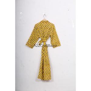 Vestido Largo Hecho a Mano 100% Algodón con Estampado Floral Digital, Cuello en V, Cierre con Cordón, Manga Larga, Transpirable, Romántico, para Invierno - Product Image 2